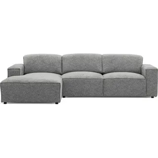 Wohnlandschaft Ecksofa "La Mia" - Luxus - Blur Hellgrau Stoff, L-Form, Moderne Loungegarnitur, Ecksofa für das Wohnzimmer, Ottomane links. - Grau