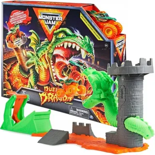 Monster Jam , Dueling Dragon Spielset mit Dragon Monster Truck im Maßstab 1:64, Kinderspielzeug für Jungen, Fahrzeug- & Schienen-Set, 3 Jahr(e), Mehrfarbig