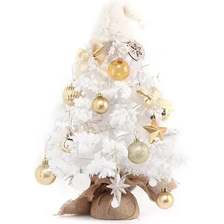 50cm Tisch-Weihnachtsbaum, Mini Dekobaum mit LED, für Büro, Wohnzimmer, Festtagstisch, inkl. Schmuck
