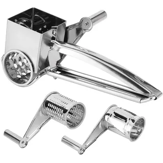Trommelreibe Edelstahl Gemüseschneider mit kurbel, Drehbare Parmesan Käsereibe, Multifunktions Käsehobel mit Handkurbel, Parmesanreibe Drehbar Gemüsehobel für Heimküche