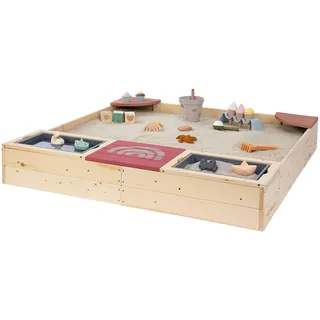 Muddy Buddy Holzsandkasten Beach Rebel mit Dach Rosa/Beige