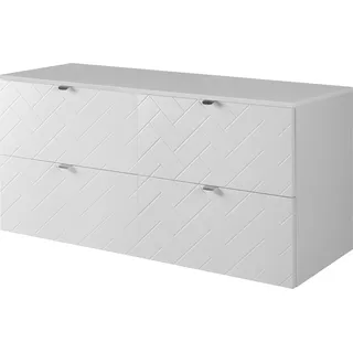 Badezimmerschrank, Weiß mit silberner Griff / mit oberer Platte, 120 x 57 x 46 cm - Weiß, Silber