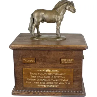 Fjordpferd - Eine Urne für die Asche eines Pferdes mit einer Statue, personalisierte Urne mit Gravur, große Schachtel für Pferdeasche von der Marke Art-Dog.