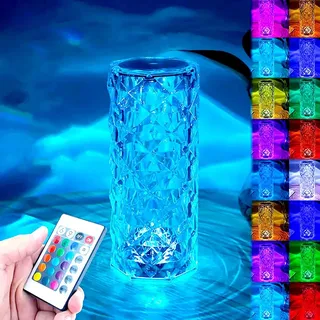 USB Aufladbar Diamant Tischlampe RGB 16 Farben Licht Acryl Dekoration Kaffee Kristall LED Nacht Tisch Lampe Schreibtischlampen Nachtlichter - Transparent