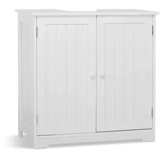 Mondeer Waschbecken-Unterschrank, 2 Türen, 2 Böden, Weiß, 60x30x60 cm | Handtücher & Pflegeprodukte. Oben für Waschbecken geeignet. Ideal fürs Bad.