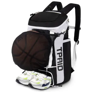 KINGSLONG Basketball Rucksack Fußballrucksack Große Kapazität Softball Tasche mit Schuhfach und Zaunhaken, leichte Fußball Volleyball Softball Ausrüstung für Schläger, Helme, Hüte, Schuhe/Schwarz