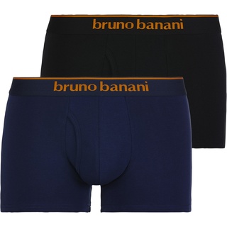 bruno banani Herren Boxershorts, »Short 2Pack Quick Access Unterhose, einfarbig, Baumwolle Schwarz/Blau 2XL