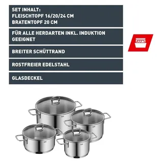 Silit Kochgeschirr-Set Alicante, Gemischtes Set, Edelstahl, Edelstahl, Edelstahl, Glas, 250 °C - Silber