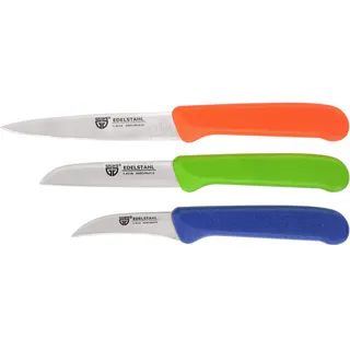 GRÄWE Obstmesser & Gemüsemesser, 3er Set, kleines Küchenmesser-Set, Schälmesser, Edelstahl, bunt, super scharf geschliffen