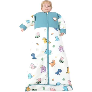 Chilsuessy Winter 3.5 Tog Kinder Schlafsack mit abnehmbaren Ärmeln Super Warm Babyschlafsack für Jungen und Mädchen von 1 bis 10 Jahre alt, 2.5 Tog/Dinosaurier Paradies, L (100-130 cm)