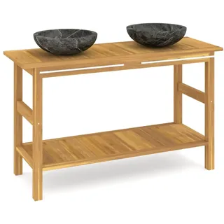 vidaXL Waschtisch mit Schwarzen Marmorbecken Massivholz Teak - Schwarz