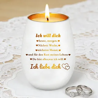 Romantisches Windlicht Als Geschenk Goldene Hochzeit Geschenke - Edles Kerzenglas Silberhochzeit Geschenk Für Paare Mit Gravur (Ich Liebe Dich)