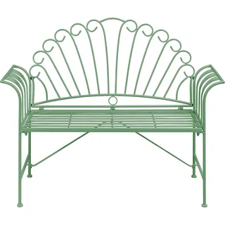 BELIANI 2-Sitzer Gartenbank Grün Eisen 125 cm Französisch Romantisch Verschnörkelt Vintage Stil Outdoor Balkon Terrasse Garten Sitzbank - Grün