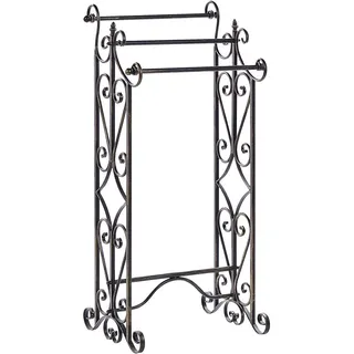 Beliani Handtuchständer Antik Optik schwarz 45 x 90 cm Chillan , Schwarz , Metall , 27x90x34 cm , Badezimmer, Badezimmerausstattung, Handtuchhalter