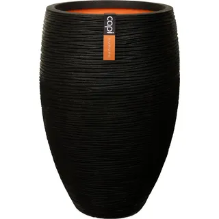 Capi Pflanztopf Nature Rib Elegant Deluxe Riffel Ø 45 cm x 72 cm Schwarz