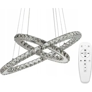 tooLight Pendellampe App418-Cp Kristall Ring Led + Fernbedienung 2-Lichtquelle 50X50Cm Einstellbar - Silber