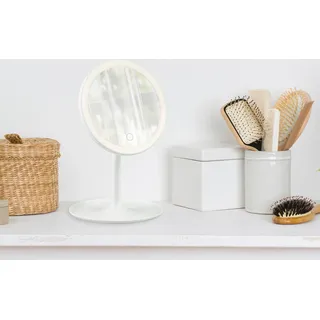 Kosmetikspiegel mit LED Licht und Touch Dimmer, Tisch Schminkspiegel in Weiß