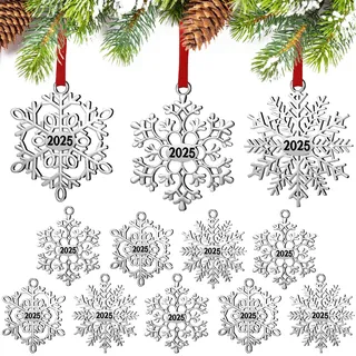 Weihnachtsdekoration, Metall-Schneeflocken-Ornament für Weihnachtsbaum, Schneeflocken, Weihnachtsdekoration zum Aufhängen, für den Winter, Weihnachtsbaum, Zubehör (Stil 2023, 12