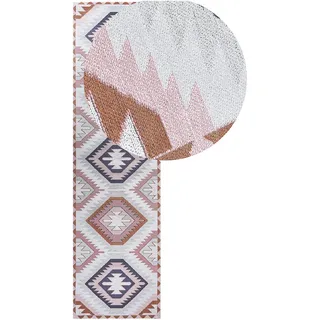 Beliani Teppich BESLER Bunt 80 x 300 cm Baumwolle