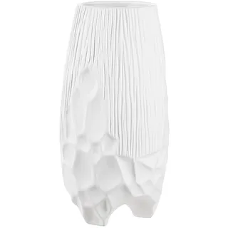 GILDE Vase Roma - Keramik - matt weiß - Höhe 40 cm x Ø 19cm - wasserdichte Blumenvase