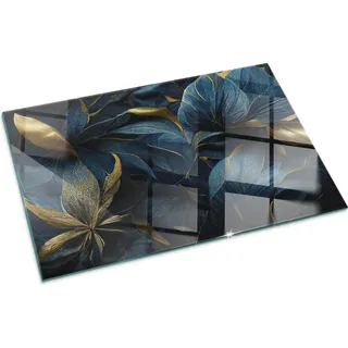 Elegante Blätter in Textur – Glasbodenplatte für – Kaminofen – Kaminplatte Glas – Schutzglas – Funkenschutzplatte –Glasbodenplatte Feuerfeste – Hitzeschutzplatte – Bodenschutz aus Glas – 100x70 cm - Transparent