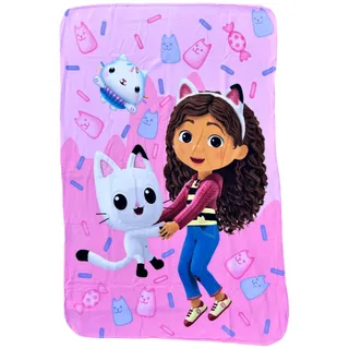 CARTOON Plaid Gabby's Dollhouse 100 x 150 cm Fleecedecke für Kinder 100% weiches Polyester 210gsm