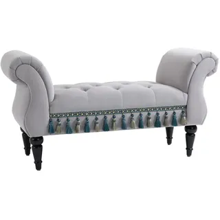 Homcom Luxus Sitzbank Polsterbank Hockerbank Kautschuk Polyester Grau , Hellgrau , Kunststoff , 40x58x117 cm , Wohnzimmer, Sessel, Hocker & Hockerbänke, Sitzhocker