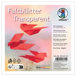 Encitech Faltblätter Transparentpapier rot 100 Blatt 14 x 14 cm