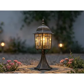 Sockelleuchte 47cm, E27 LED Gartenlaterne zur Garten Wegbeleuchtung Rostoptik - Braun
