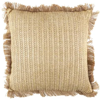 HOME DECO FACTORY Kissenbezug mit Fransen Deko-Kissen 45x45 cm Senfgelb