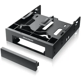 GRAUGEAR Einbaurahmen für 2x 2.5'' + 1x 3,5 auf 5,25" (G-CV-235T525) Montage-Kit Schwarz Kunststoff