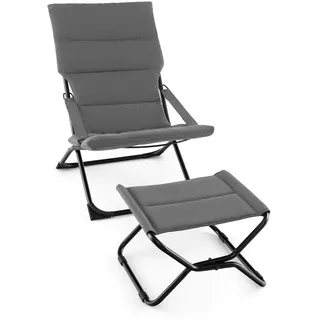 Costway Liegestuhl mit Fußhocker, Grau