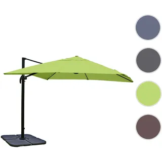 Gastronomie-Ampelschirm HWC-A96, 3x3m (Ø4,24m) Polyester Alu/Stahl 23kg ~ grün mit Ständer