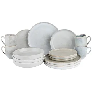 Butlers Geschirrset 16-tlg. Henley 4 Personen , Grau , Keramik , 27x2x27 cm , Geschirr, Geschirrsets