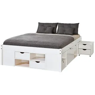 ebuy24 Doppelbett Weiß , Holz , 3 Schubladen , Schlafzimmer, Betten