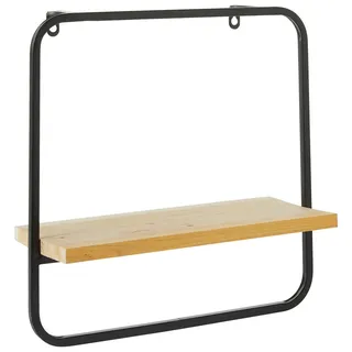 Ambia Home Wandregal , Schwarz , Holz, Metall , Tanne , massiv , 15x36x36 cm , hängend, in verschiedenen Größen erhältlich , Wohnzimmer, Regale, Wandregale