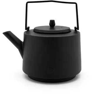 Bredemeijer Gusseisen Teekanne Induktion 1.2 Liter - große gusseiserne, emaillierte Kanne mit Edelstahl Teefilter & eckigem Henkel