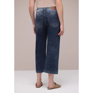 7/8-Jeans STREET ONE "Style Emee", Damen, Gr. 31, Länge 26, blau (dunkelblau wash), Denim/Jeans, Obermaterial: 78% Baumwolle, 21% Polyester, 1% Elasthan, unifarben, loose fit 7/8-Länge, Jeans 7/8-Jeans, im Loose Fit und mit hohem Bund und Stretch