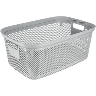 keeeper Wäschekorb in Strick-Optik, Seitengriffe, Luftdurchlässig, Kunststoff, 53 x 34,5 x 22,5 cm, Bosse, Grau (Nordic Grey)