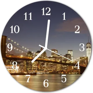 Glasuhr Wanduhr Küchenuhr Echt-Glas 30fi cm Nacht Licht mehrfarbig