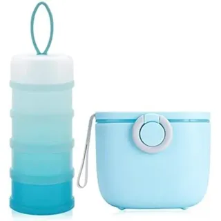 BPA-freier Formel-Dispenser mit 4 kombinierbaren Fächern, tragbar, luftsicher, 16,9 cm Breite, 9,7 cm Höhe - Blau