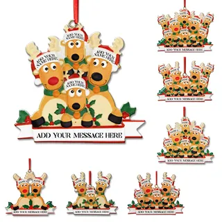Yjiuhao Personalisierte Weihnachtskugeln mit 2/3/4/5/6/7/8 Familiennamen 2024 Harz Weihnachtsdeko Personalisier