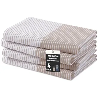 Moosfor Geschirrtücher 100% Baumwolle 4er Set 46 x 72 cm Beige