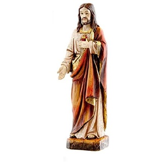 DRW Figur Sagrado Herz Jesus Stil Holz 20 cm mit Geschenkbox