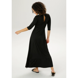 Maxikleid ANISTON CASUAL, Damen, Gr. 36, N-Gr, schwarz, Web, Obermaterial: 100% Polyester, leicht glänzend, unifarben, figurbetont knöchelfrei, Rundhals, Kleider Maxikleid, Rockteil mit Volant aus Plissee, Topseller