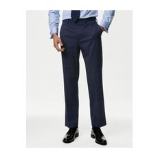 Mens M&S Collection Regular Fit Check Stretch Suit Trousers - Midnight Navy, Midnight Navy - 42-LNG