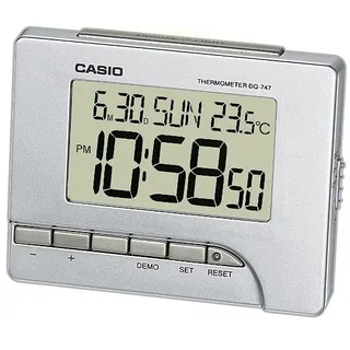 CASIO Quarzwecker »DQ-747-8EF«, Wecker, digital, mit Thermometer, Tagesalarm, Schlummerfunktion, silberfarben