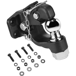 VEVOR Anhängerkupplung 9T Anhängelast, Anhängerkupplungs-Empfängerhaken-Kombination, 50,8mm Anhängerkupplungskugel, passend für 63,5-76,2mm Lünettenringe mit Montagesatz, schwarze Pulverbeschichtung