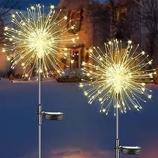 Redefun Solar Gartendeko 2 Stück 120LED Solar Gartenleuchten, 8 Modi Solarleuchte Feuerwerk Wasserdicht Gartenstecker Pusteblume Solarlampen für Außen Balkon Terrasse Deko(Warmweiß)