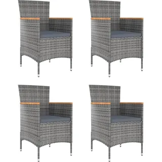 Garten-Essstühle 4 Stk. Poly Rattan Grau - Grau, Bunt